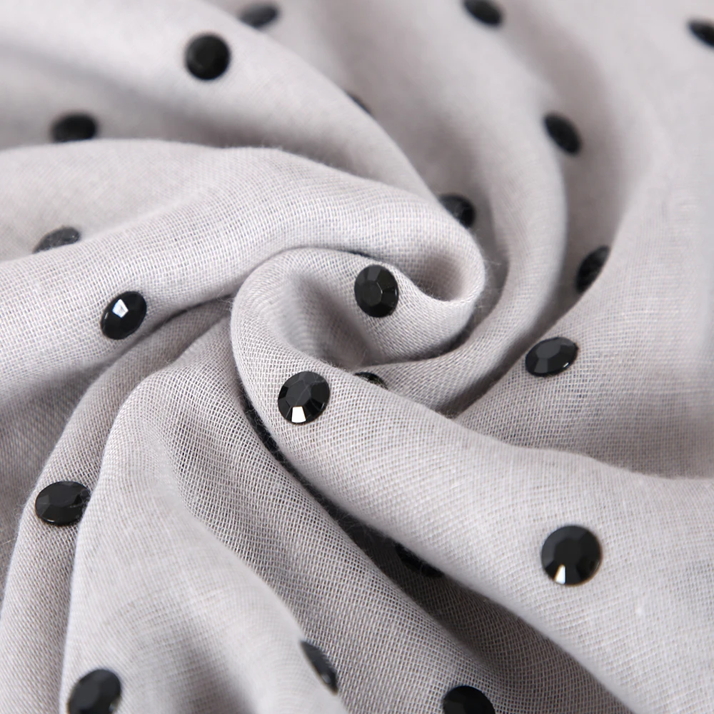 

FOXMOTHER Women White Pink Solid scarfs With bead studs scarves shawl Wrap muslim hijab Scarves stoles foulard femme 2019