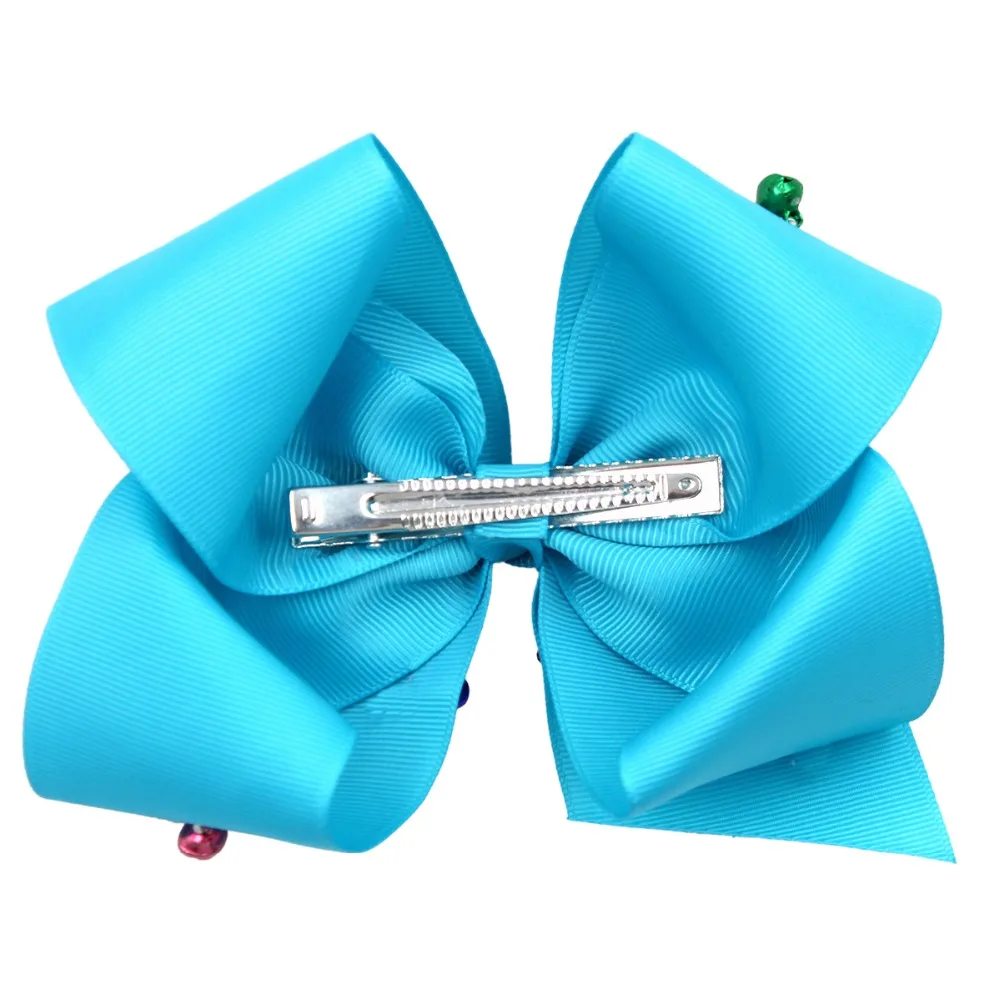 6 дюймов корсажная лента для девочек ручной работы Jingle Bells бант волос зажимы типа