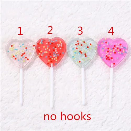no hook 8 шт./лот 80*35 мм сердце леденец искусственный Конфеты Flatback смолы кабошоны градиент цвета - Цвет: no hook