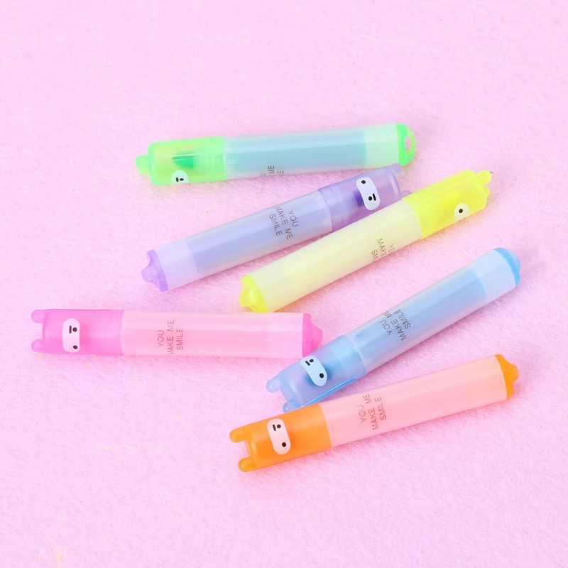 6 шт. Корейский Творческий Kawaii Мини текстовыделитель прекрасный мультфильм маркировка ручка студентов живопись канцелярские принадлежности