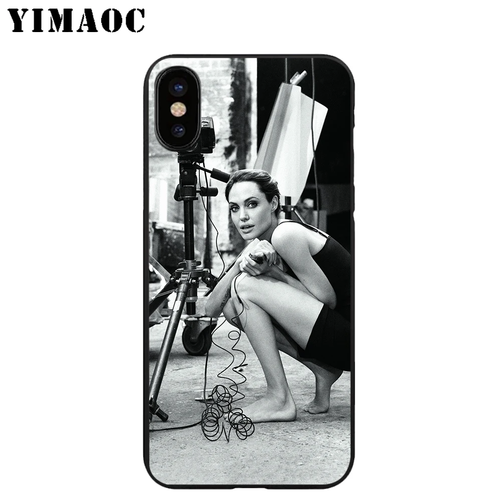 YIMAOC Angelina Jolie роскошный мягкий черный силиконовый чехол из ТПУ для iPhone X или 10 8 7 6 6S