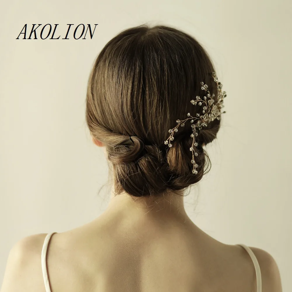 Akolion Женские аксессуары для волос кристалл Бисер Hairwear Расчёски и гребни ручной