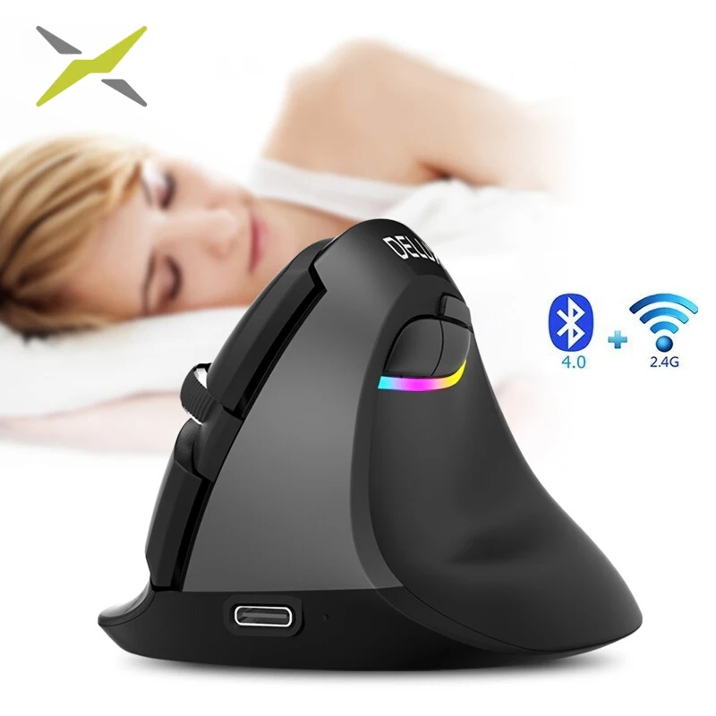 Мини мышь Delux M618 беспроводная 2 4 ГГц + Bluetooth 0 игровая для подзарядки офисный