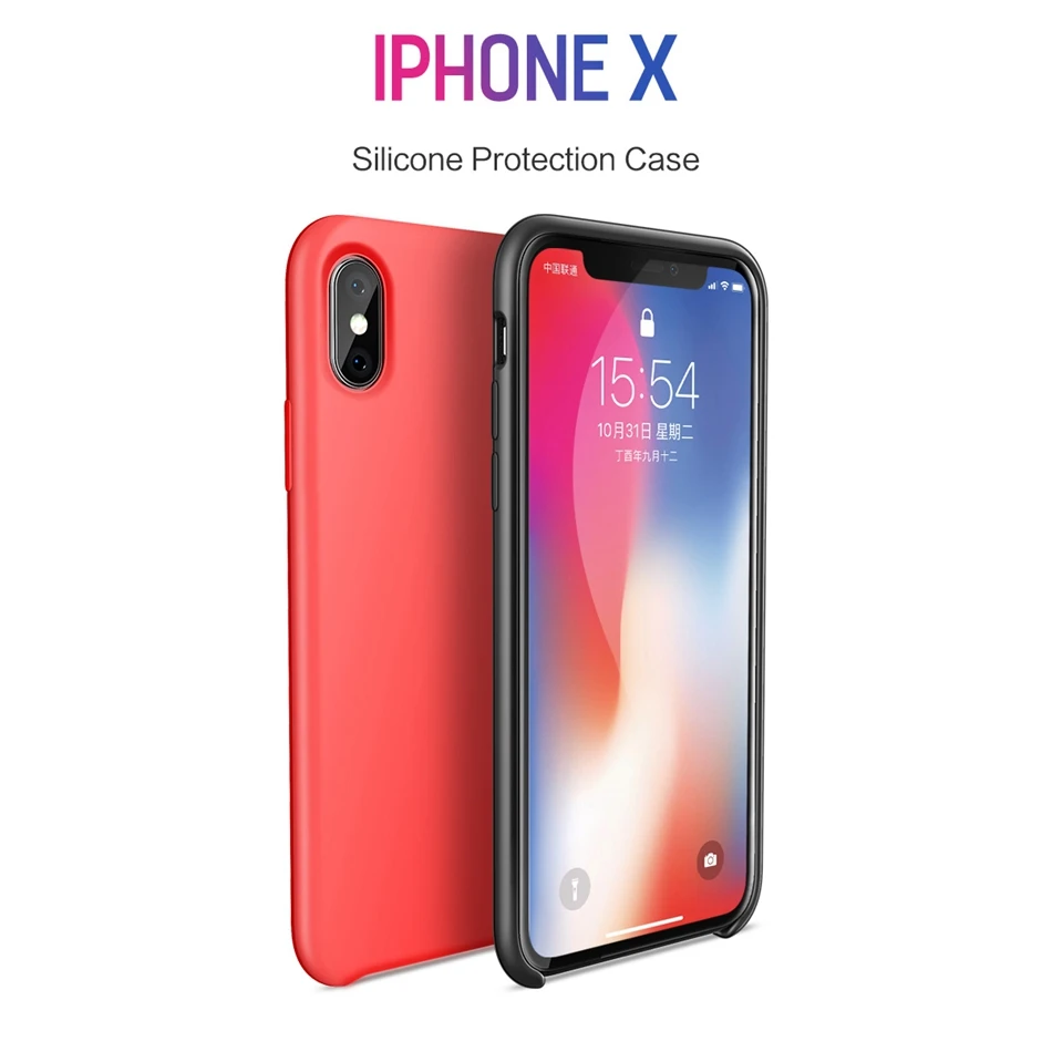 Силиконовый чехол ROCK Liquid для iPhone X 10, роскошный мягкий чехол из микрофибры для телефона, защитный чехол для iPhone 10 X, чехол Couqe