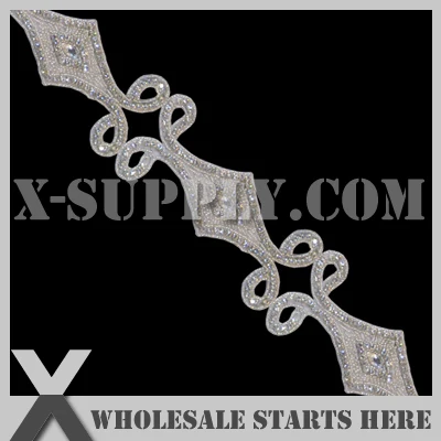 

White Rhinestone Applique Beaded Trims,DHL Free Shipping