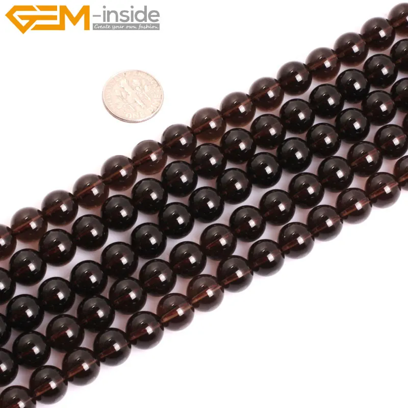 Круглые серые бусины из дымчатого кварца класса ааа 4-14 мм для изготовления