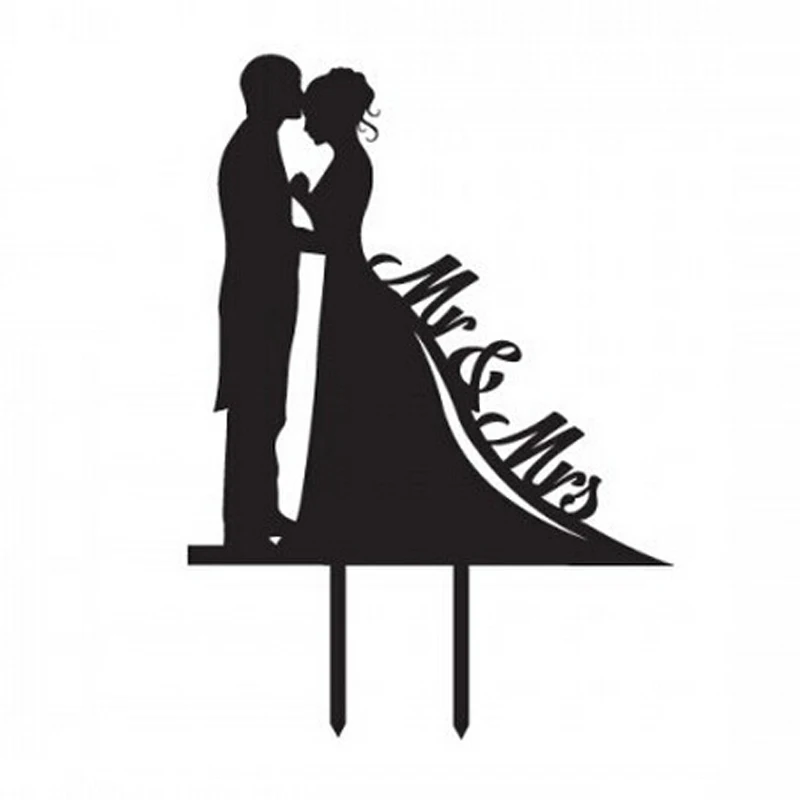 Черный акриловый Топпер для свадебного торта Mr & Mrs свадьбы Свадебный украшения