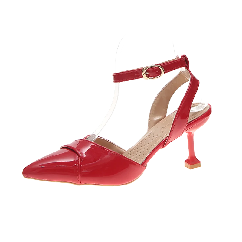 Пикантные женские босоножки из лакированной кожи цвет красный черный коллекция