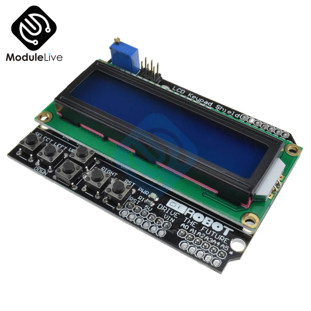 ЖК-дисплей для Arduino 1602 защитный модуль клавиатуры 16x2 5 в Синяя подсветка с белым