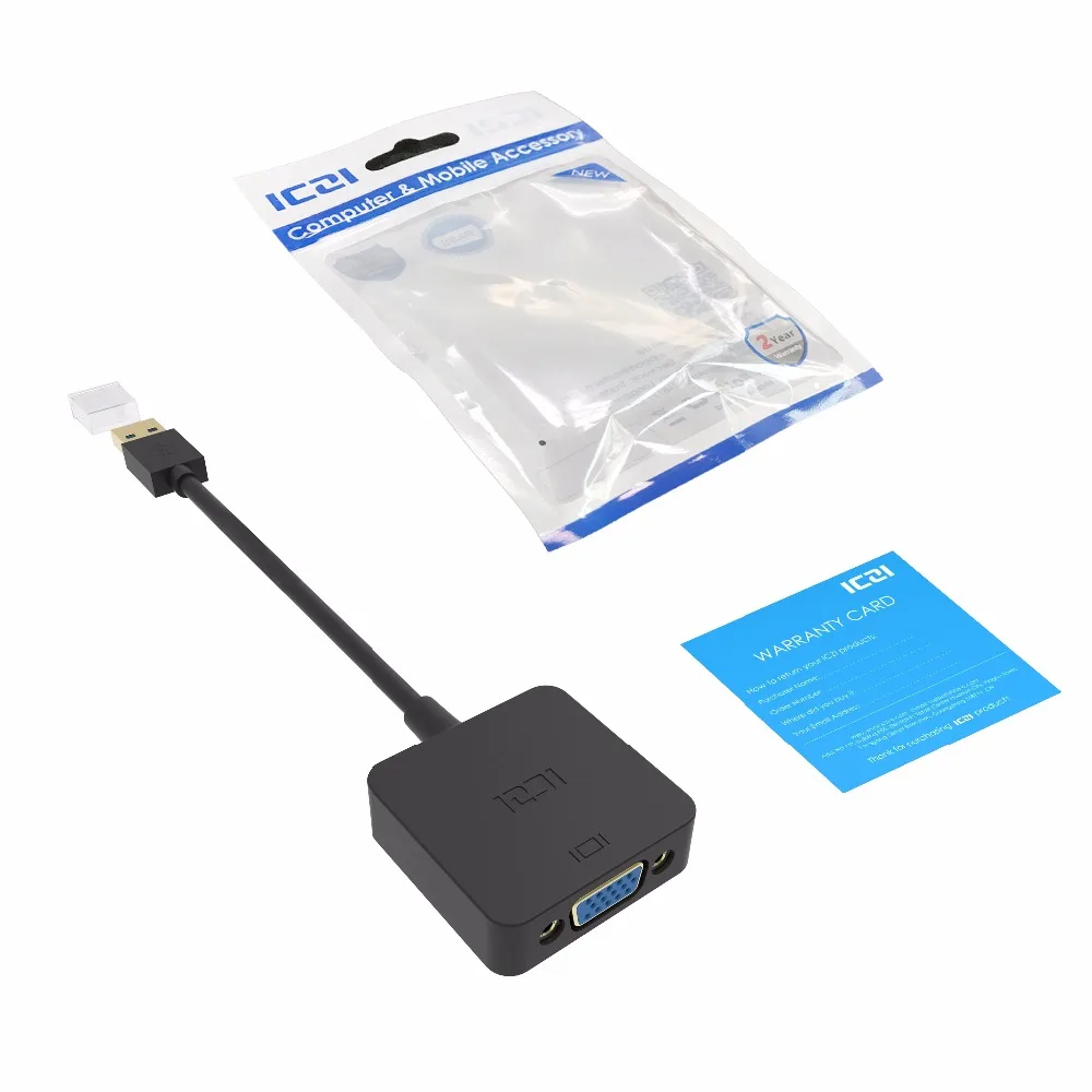 ICZI USB 3,0 к VGA видео дисплей внешний кабель адаптер 1080P 60 Гц мужчин и женщин для ПК ноутбук Windows 10/8,1/8/7/XP