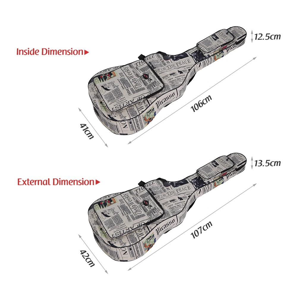 Сумка для электрогитары черный рюкзак толщиной 5 мм 41 дюйм 600D ткань Оксфорд
