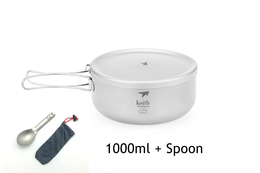1000ml spoon Keith титановые складные миски Ланч-бокс с крышкой для походов на открытом воздухе кухонная миска, кухонная посуда для путешествий походные обеденные коробки 800 мл 1Л 1.2л - Цвет: 1000ml spoon