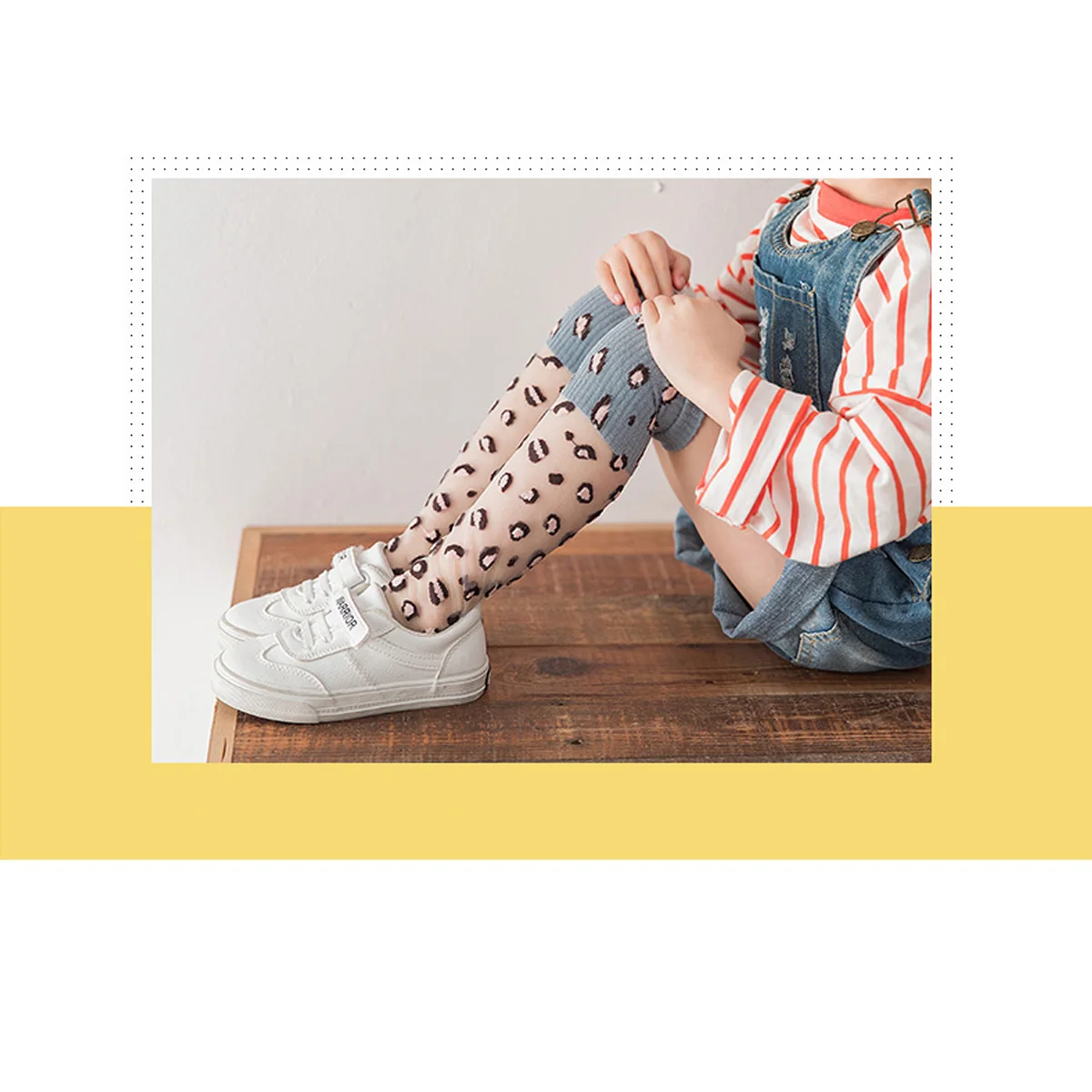 Brand Kids Girls Breathable Leopard Knee Stocking Fashion Soft Comfortable Mid Tube Stockings 6 Colors