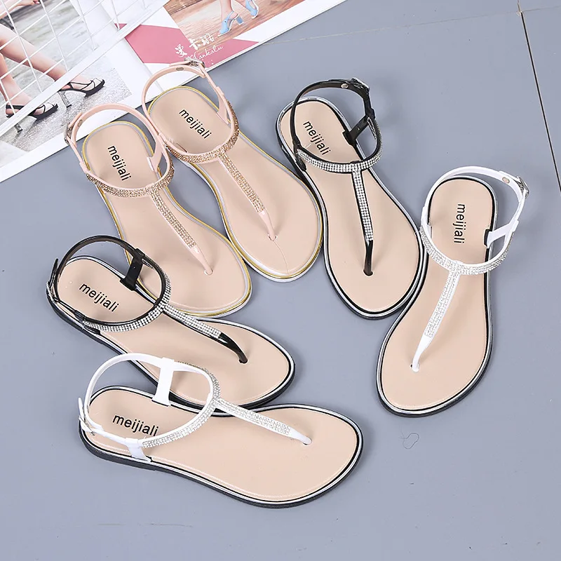 

New Summer gladiator Sandals women shoes Ladies cryatal Drill Beach Shoes luxury designers open toe heels wedges flip flop flat