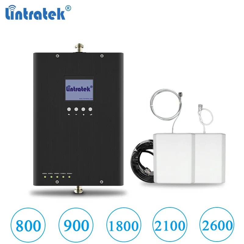 Новый усилитель сигнала Lintratek 2G 3G 4G LTE 900 2100 1800 2600 800 МГц 5 полосный Усилитель GSM
