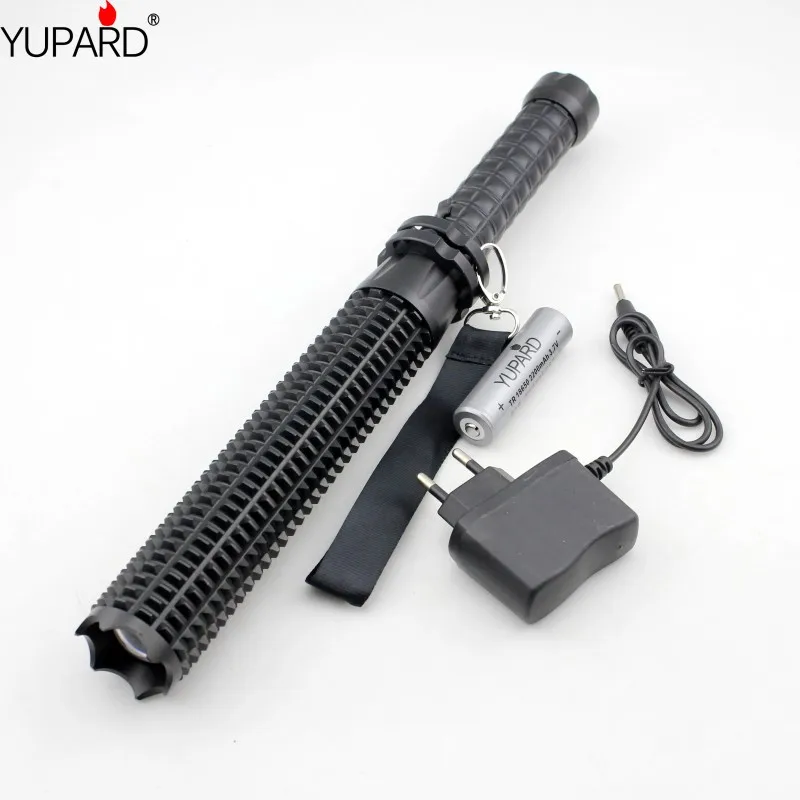 YUPARD Мощный светодиодный яркий фонарик 18650 XM L2 самозащитой патруль светодиодный перезаряжаемый фонарик+ аккумулятор+ зарядное устройство