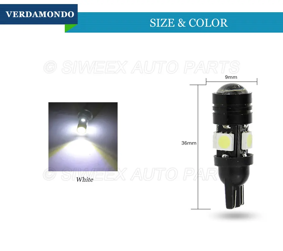Автомобильные аксессуары T10 W5W 168 192 розетка 4 SMD 5050 Светодиодная лампа 12В Хвостовая
