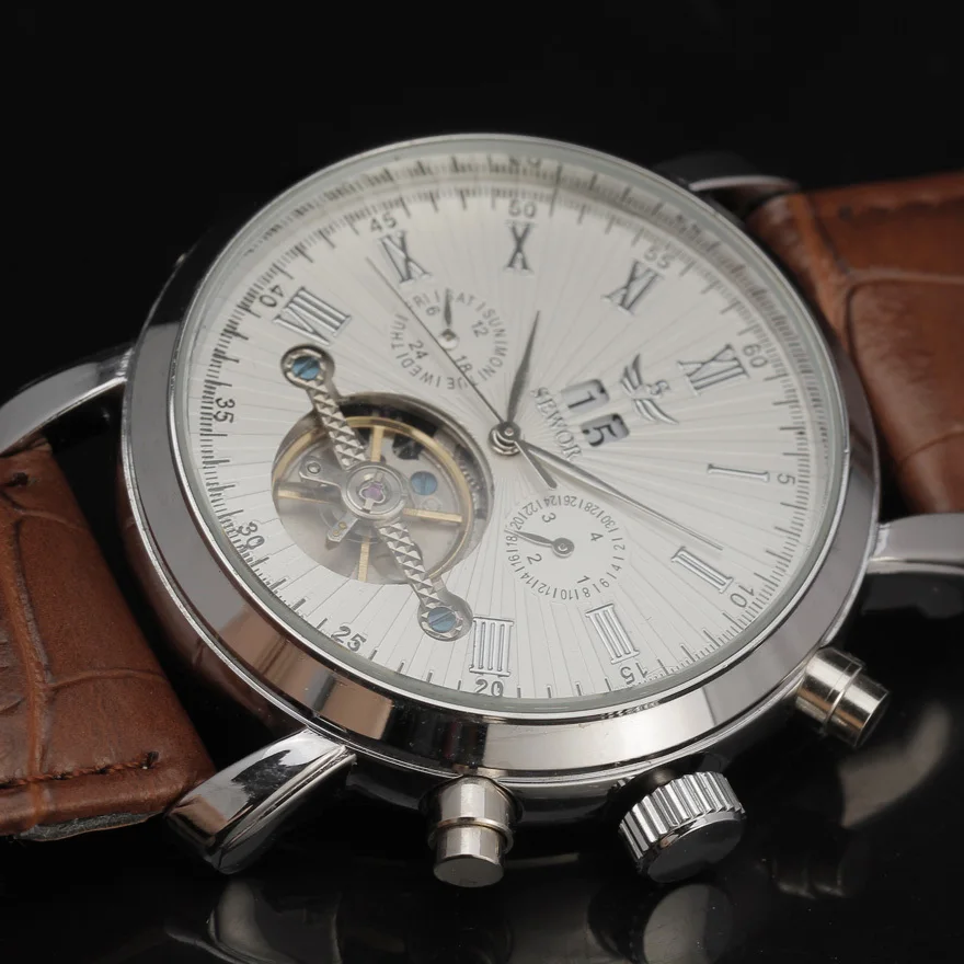 2016 Лидирующий бренд SEWOR мужские автоматические самокручивающиеся наручные часы