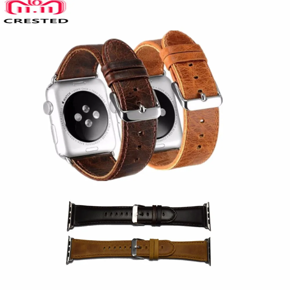 Ремешок из натуральной кожи для apple watch band apple watch 5 4 3 44 мм/40 мм 42 мм 38 мм crazy horse классическая металлическая застежка ремешок для часов