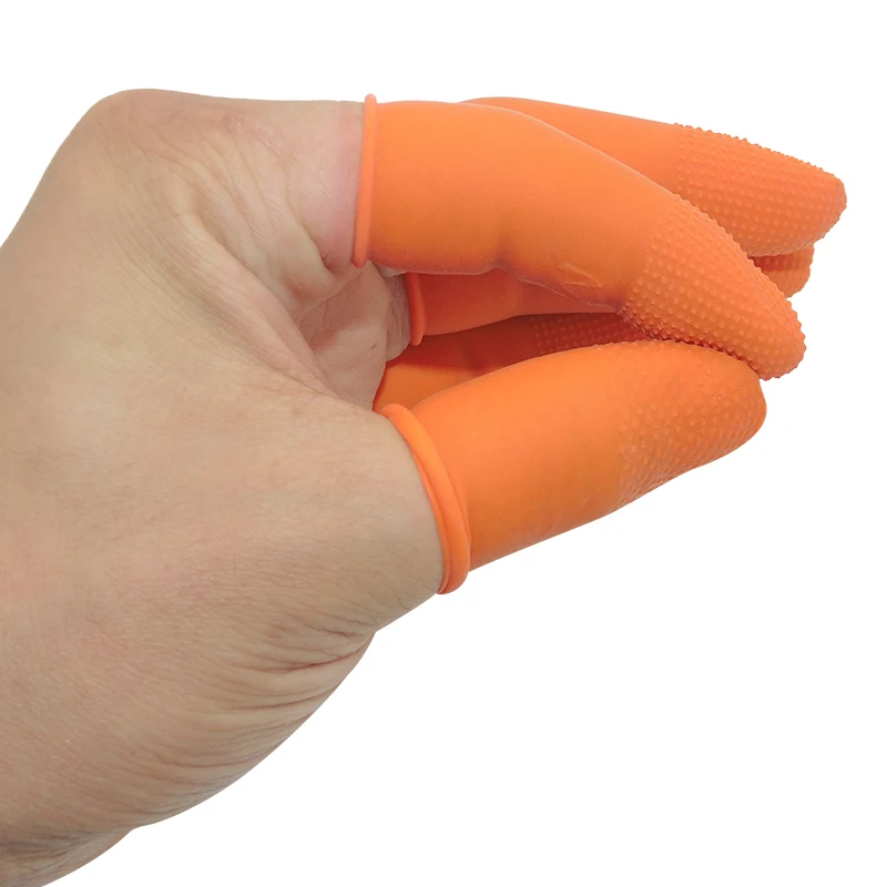 100/300PCs ABESO antiskid durable antislip latex oranger finger cots for counting cleaning Electronic A7216 | Безопасность и