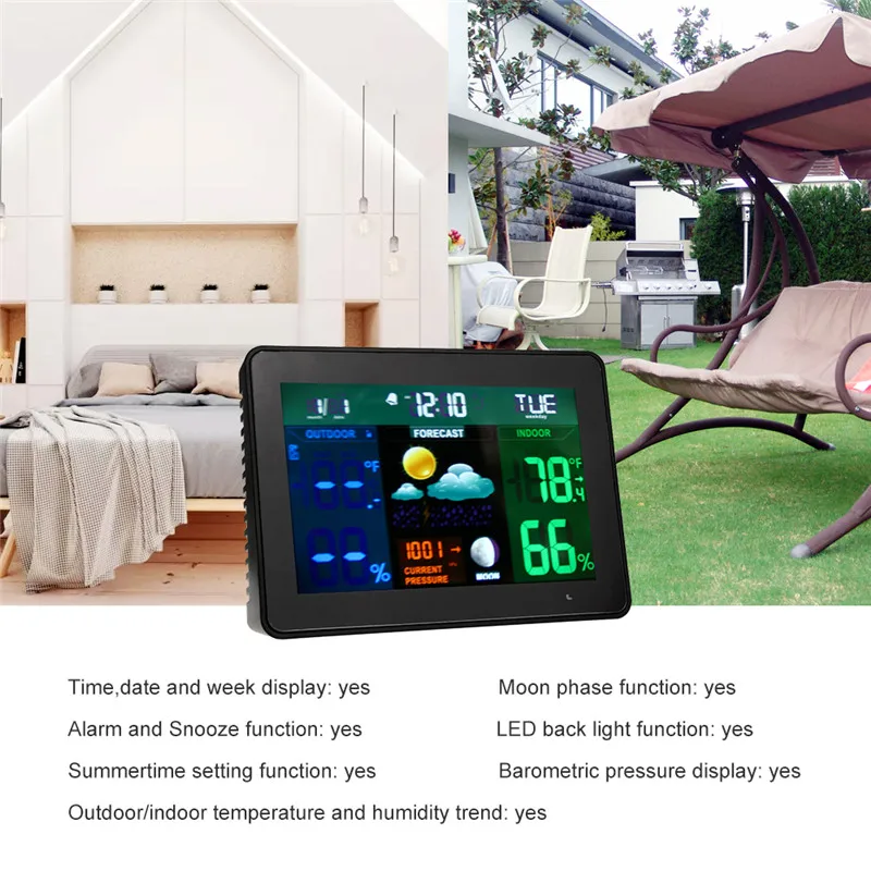 Wifi Wireless Weather Station Indoor Outdoor Temperature Humidity Weather Meter Hygrometer Thermometer Weather Forecast LCD