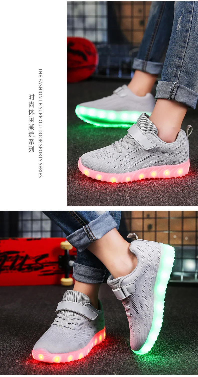 Size25-37; Детские светящиеся кроссовки с USB; светящаяся детская обувь с подсветкой; тапочки с подсветкой для девочек; обувь для мальчиков