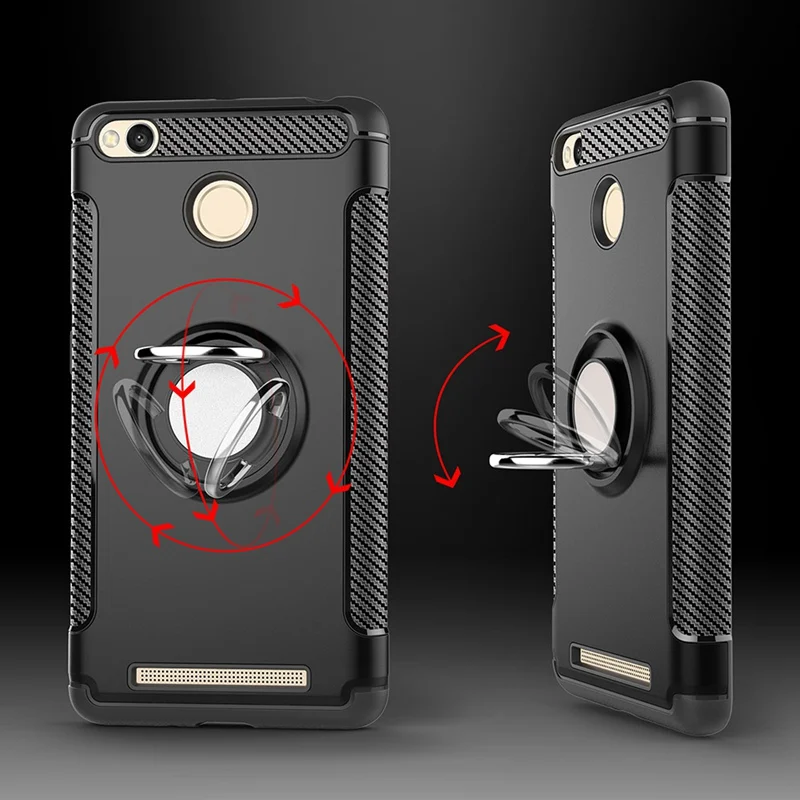 Reaoom Luxury Phone Case for Xiaomi Redmi 3S Soft Hard with Ring Business Back Cover Capa Funda |