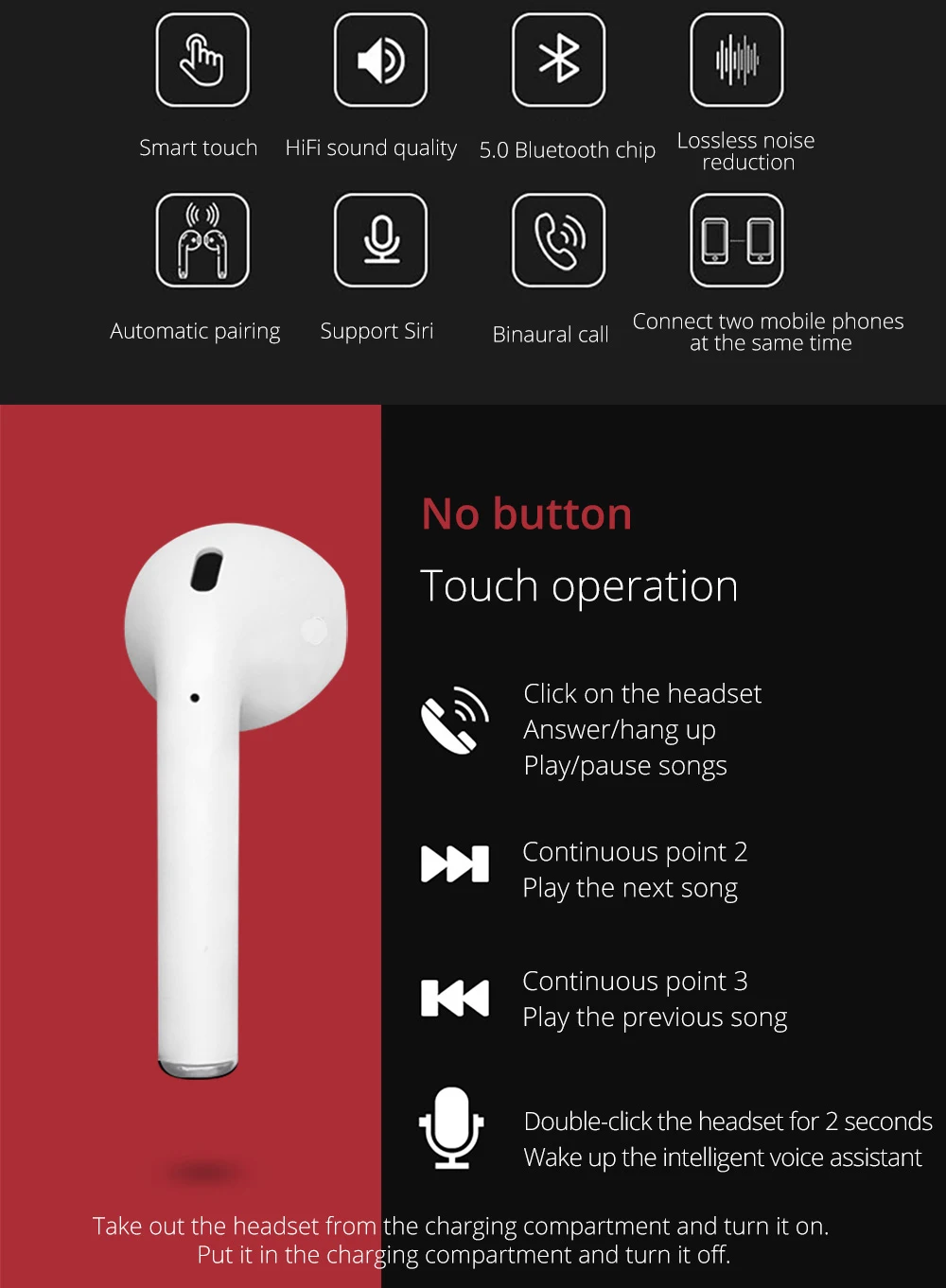 OLD TOWN I90 TWS I90TWS 100 БЕСПРОВОДНЫЕ ЗАТЫЧКИ ГАРНИТУРА 5.0 TOUCH BOX DJ PK I18TWS БЕСПЛАТНАЯ ДОСТАВКА I100 I120 I130 I160 S ON.