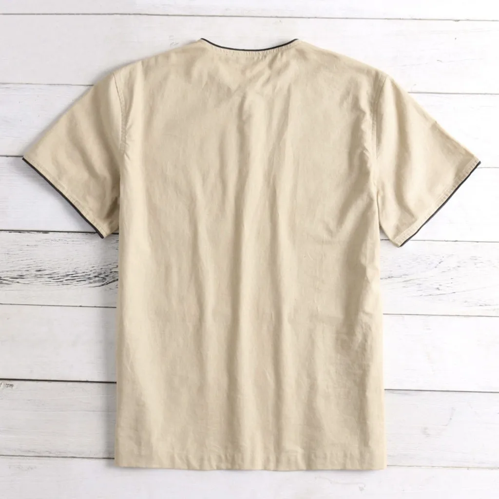 Camisetas hombre мужское мешковатое однотонное хлопковое белье рубашка с короткими рукавами и пуговицами, большие размеры, топы, блузка, S-2XL, camiseta