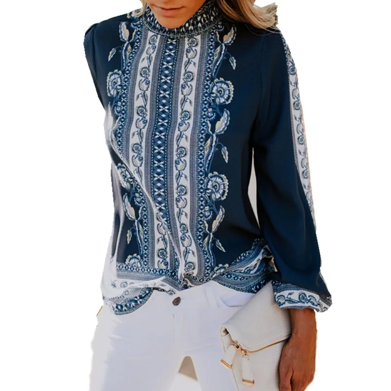hirigin 2018 Women's vintage floral Printed blouse Lady Casual Loose Long Sleeve Blouses Shirt Tops fashoin women Blouse | Женская
