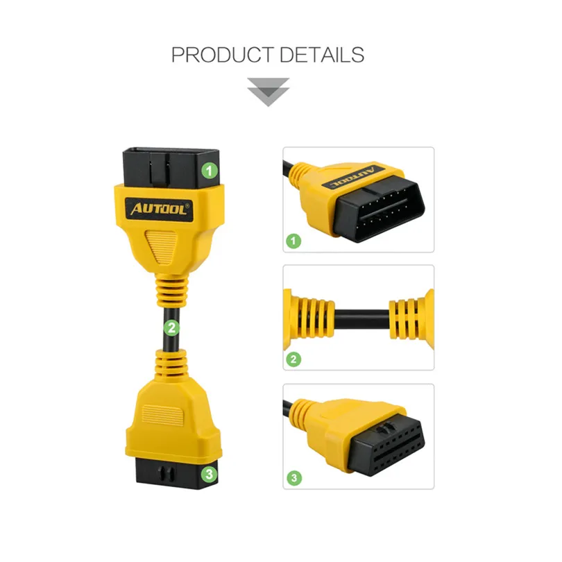Удлинительный кабель AUTOOL 14 см OBD2 для Launch IDIAG/Easydiag/Pro/Pro3/V/GOLO/Mdiag удлинитель кабеля