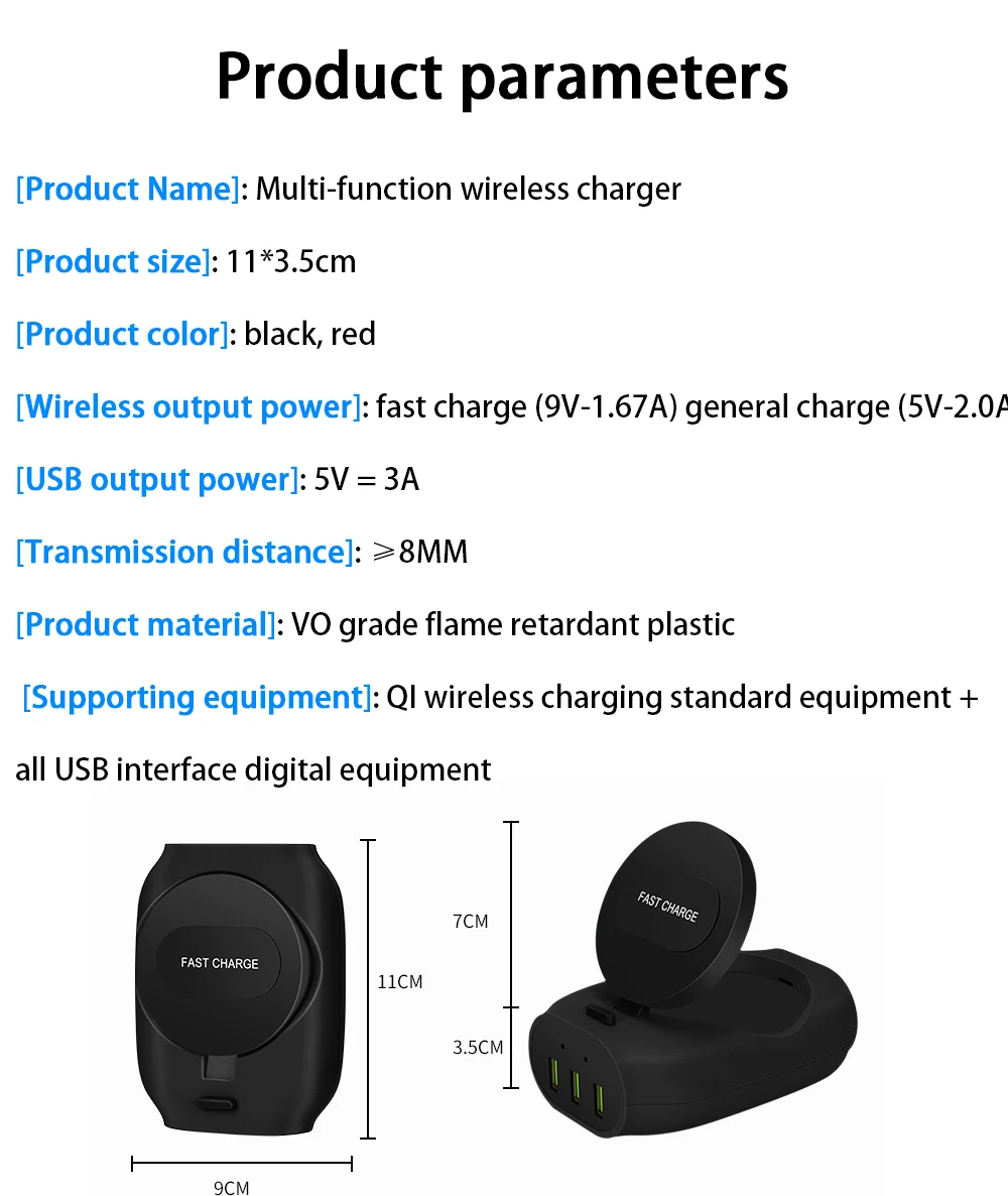 Ascromy 3 USB быстрое QI Беспроводное зарядное устройство Подставка для Apple iPhone X 8 Plus samsung Galaxy S9 S8 Note 8 9 Индукционная зарядная подставка 10 Вт