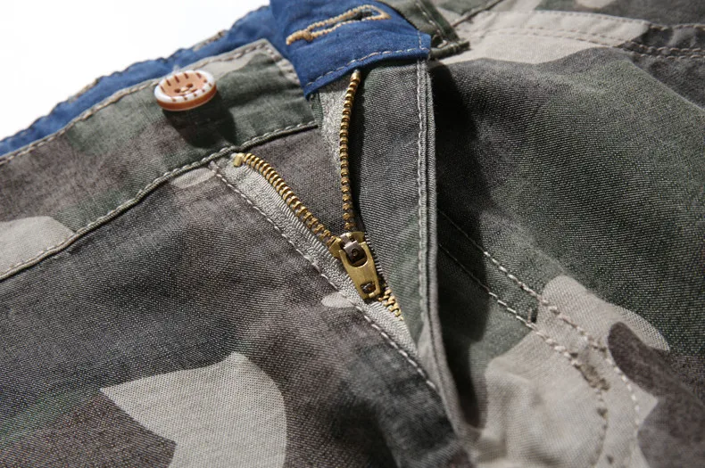 

JOOBOX 2018 New 100%Cotton Camouflage Cargo Shorts Men Casual Multi Pockets Decoration Straight Shorts No Belts 40