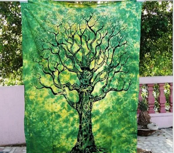 green tree Гобелен с изображением слона Цветной печатных декоративные индийский ковер в виде мандалы Мандала со слоном настенная драпировка в стиле хиппи - Цвет: green tree