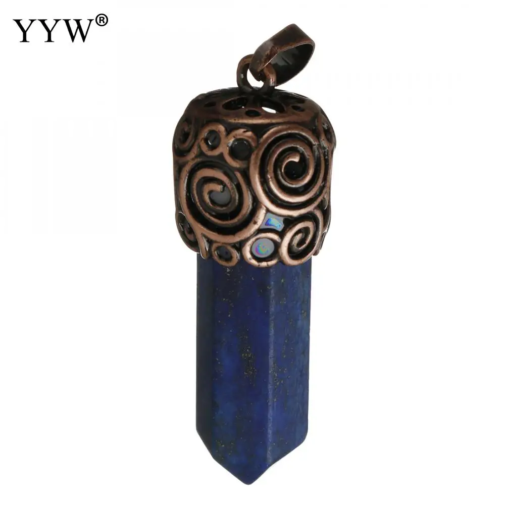 lapis lazuli Лидер продаж YYW Column Колонка ожерелья натуральный камень кулон из амазонита кварцевые бусины для женщин и мужчин ювелирные изделия в винтажном стиле - Окраска металла: lapis lazuli