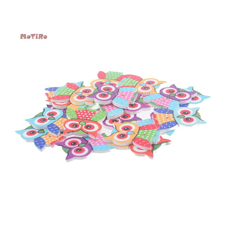 MoTiRo деревянные кнопки смешанные цвета серия Совы лоскутного