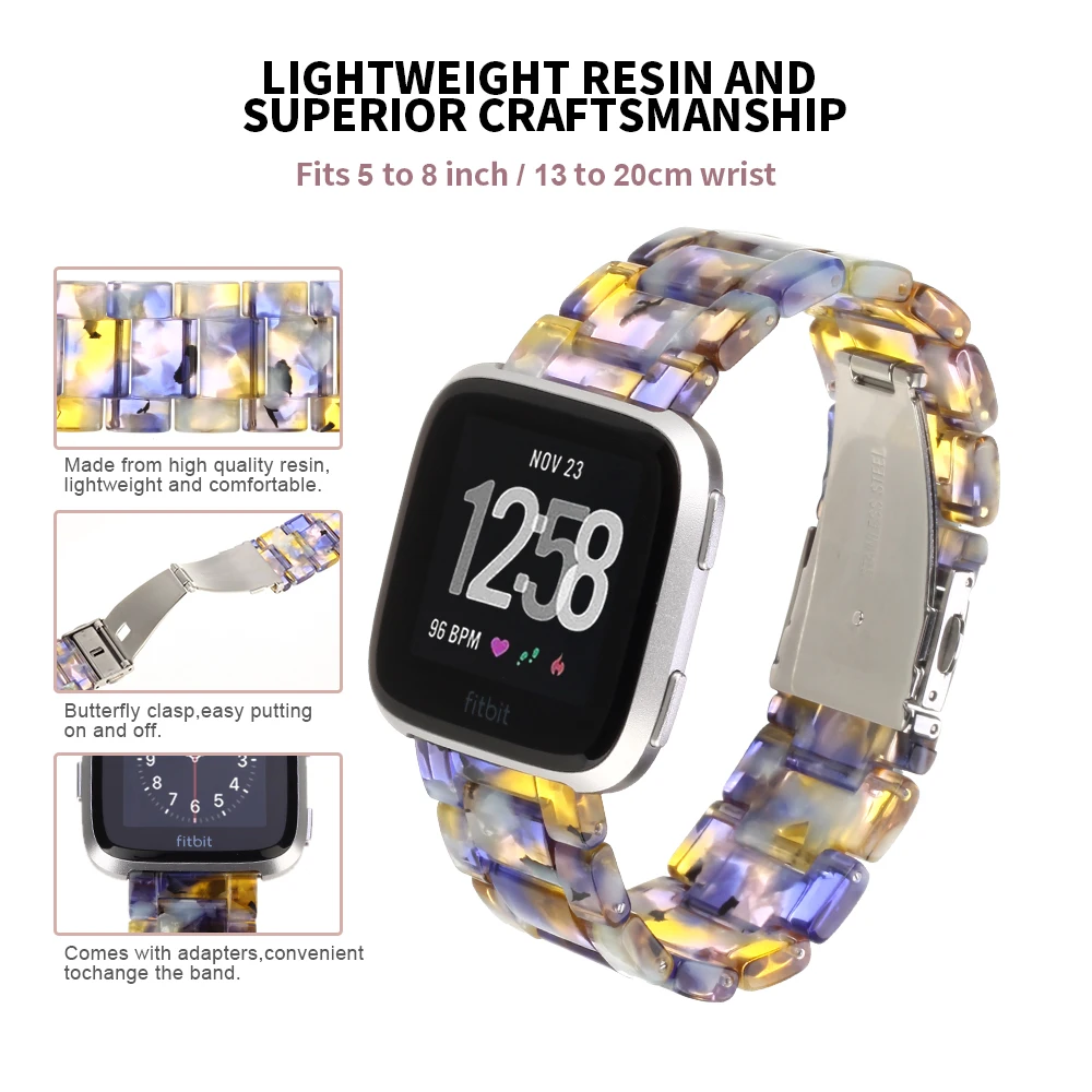 Ремешок из смолы для Fitbit watch band 22 мм ремешок для часов Fitbit Versa/Versa ремешок из нержавеющей стали