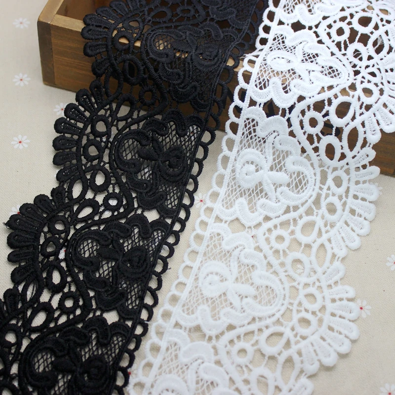 

2 yards 8.5 cm White Black Lace Trims Applique Polyester/Cotton Costume Trimmings Ribbon Home Textiles Sewing Lace Fabric Cusack