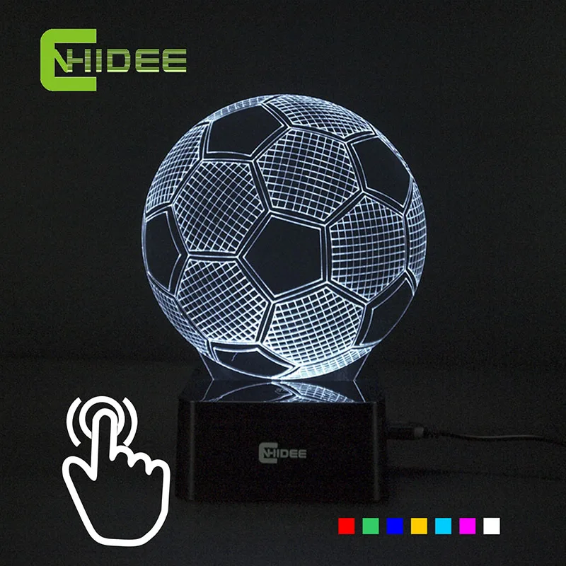 Cnhidee USB новинка семь цветов футбол 3D из светодиодов ночные огни настольные лампы в