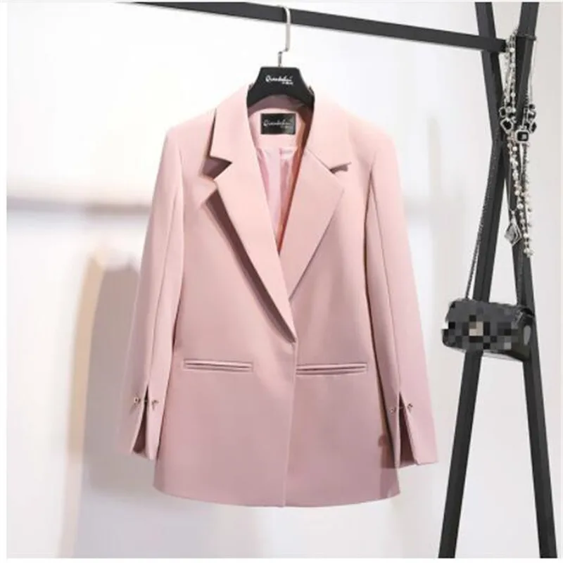 

2019 Spring New Pattern Coat Notched Collar Spilt Sleeve Pearls Decoration Pocket Ladies Fashion Blazer BC031