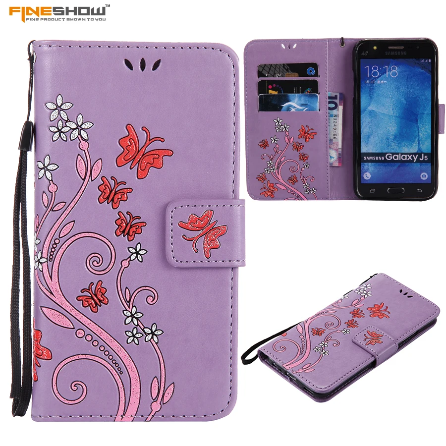 Fineshow j5 j7 2016 бумажник флип case красочный цветок бабочка magnetic phone для samsung j310 j510 j710