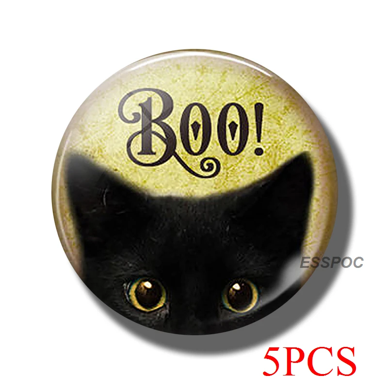 5 шт./компл. и рисунком с надписью «Boo! Черный кот животное ювелирные изделия 25 мм стеклянный купол ювелирные изделия из кабошонов кошка мультфильм делая кулон женщины дети подарки