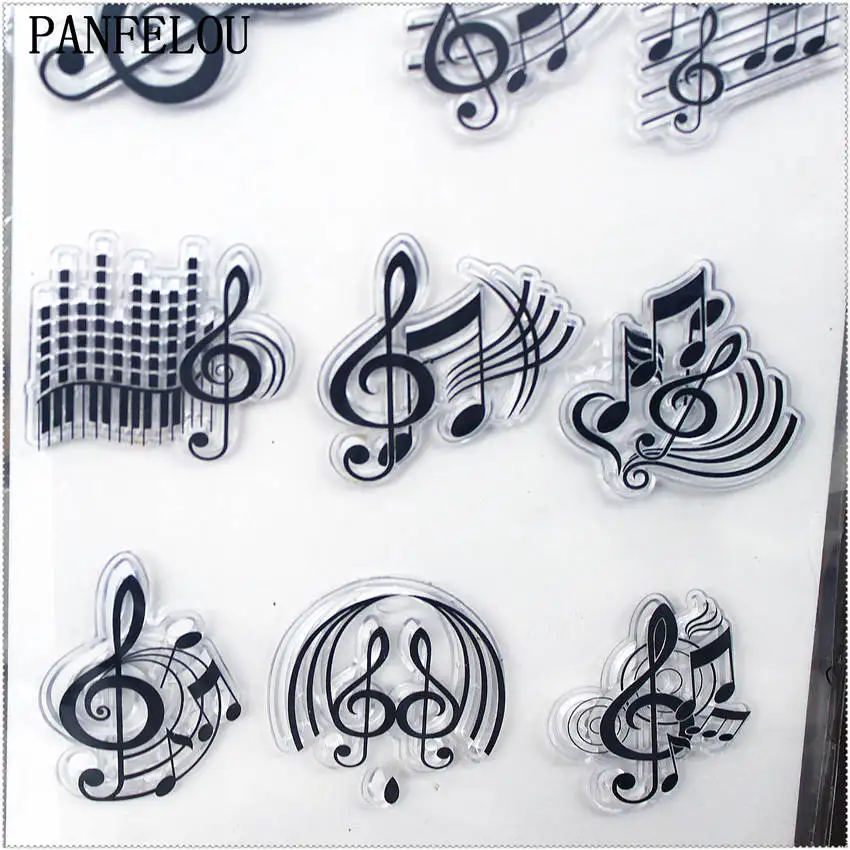 Серия музыкальных нот PANFELOU 11 3*15 56 см прозрачные силиконовые резиновые штампы