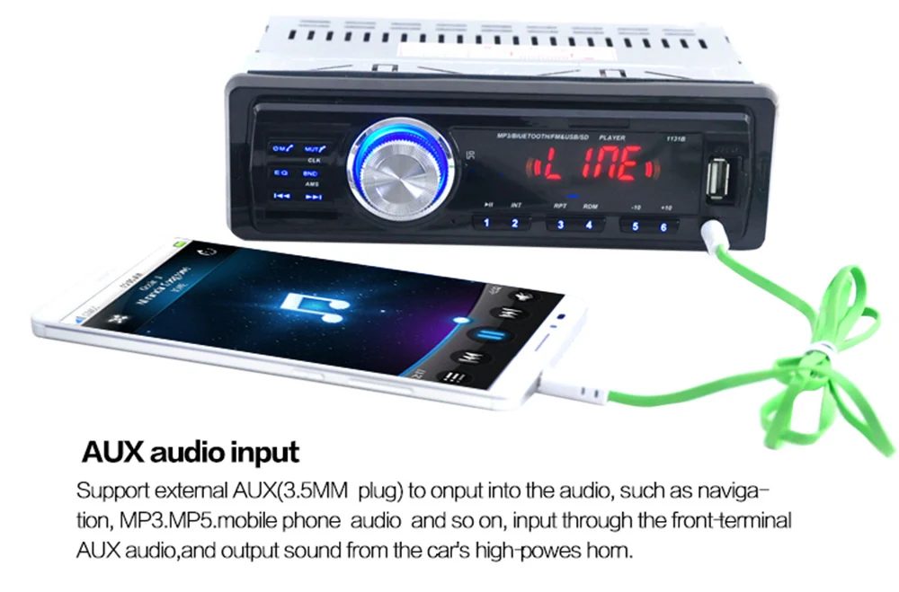 1131b 12 В Аудиомагнитолы Автомобильные FM стерео Bluetooth V2.0 USB SD MP3 плеер Aux MIC Hands Free с