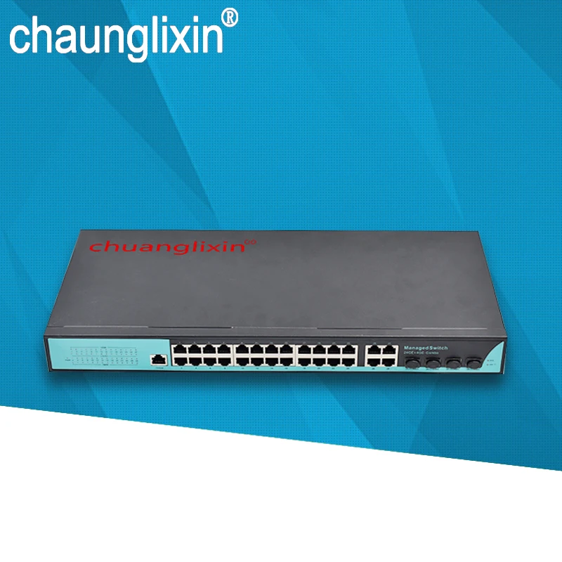 24 порта POE коммутатор 4 SFP слот гигабит 48 В питания af/at управляется без модуля sfp