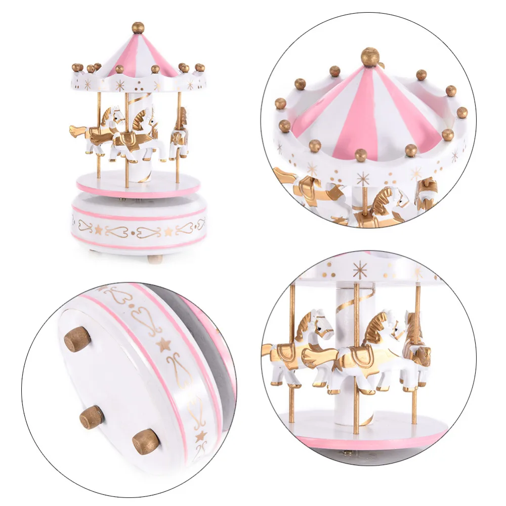 

Carousel Music Boxes Merry-go-round Wooden Horse Baby Toy Geometric Music Room Decoration Gifts Unisex Christmas Box Home Decor