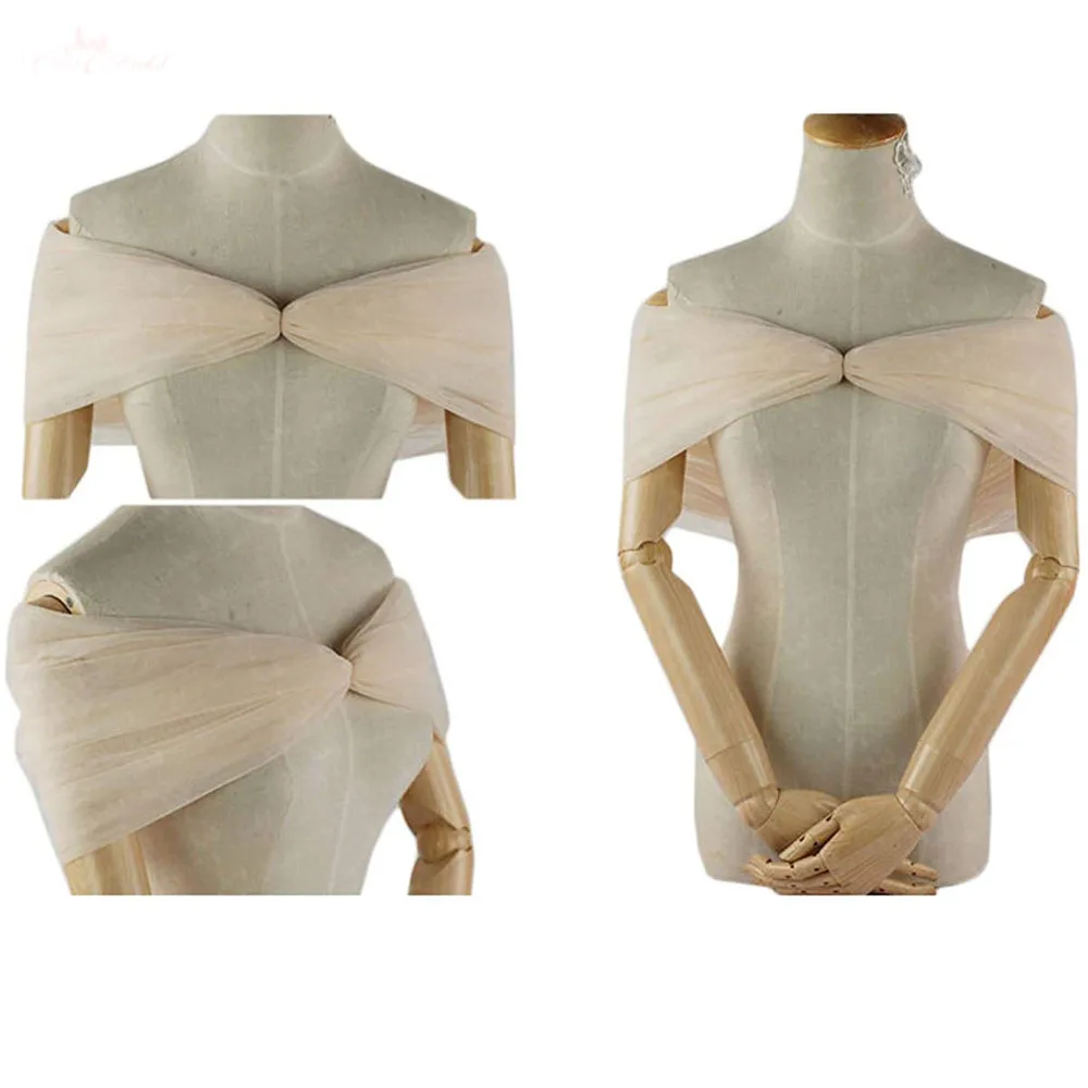 LZP410 Real Pictures Elegant Tulle Flower Applique Lace Up Bridal Wrap Illusion Wedding Shawl | Свадьбы и торжества