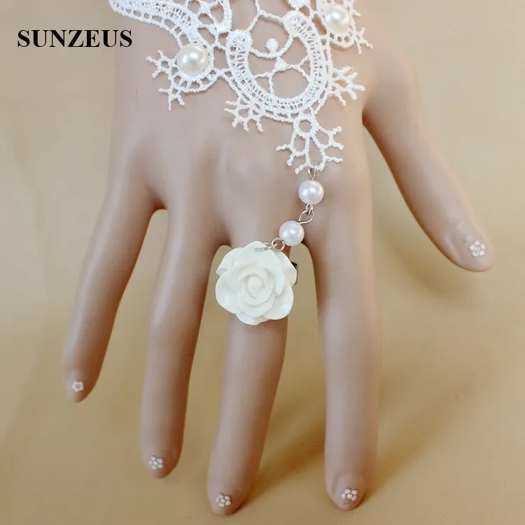 Короткие Свадебные перчатки без пальцев кружево с бусинами свадебные жемчугом