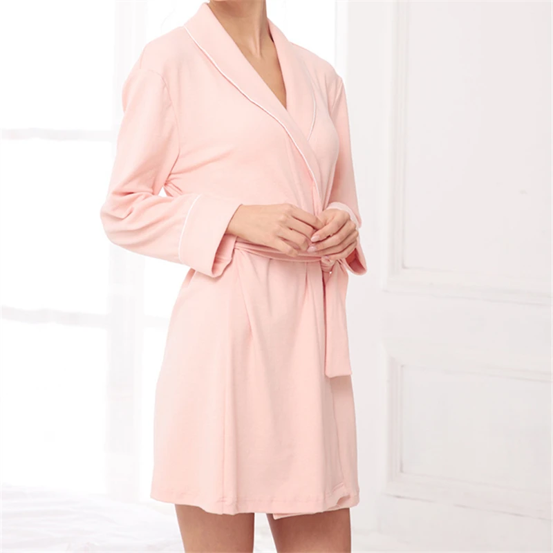Ночные рубашки для девочек из хлопчатобумажной ткани однотонный кимоно халат