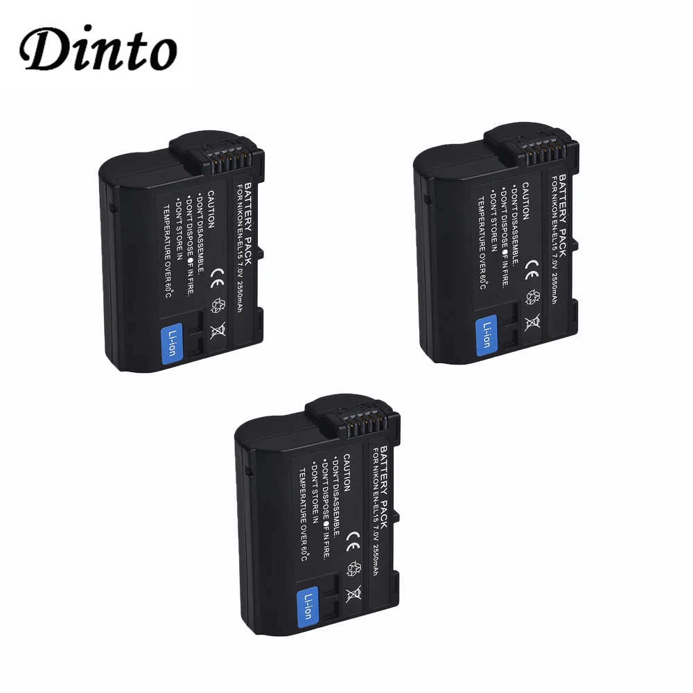 Dinto 3 шт. EN EL15 ENEL15 RU полный декодировать Камера Батарея для Nikon V1 D500 D750 D7100 D7000 D800E D800